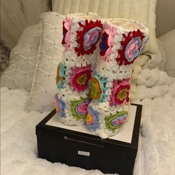 AKIRA Multicolor Crochet Combat Boots - Picture 4 of 5